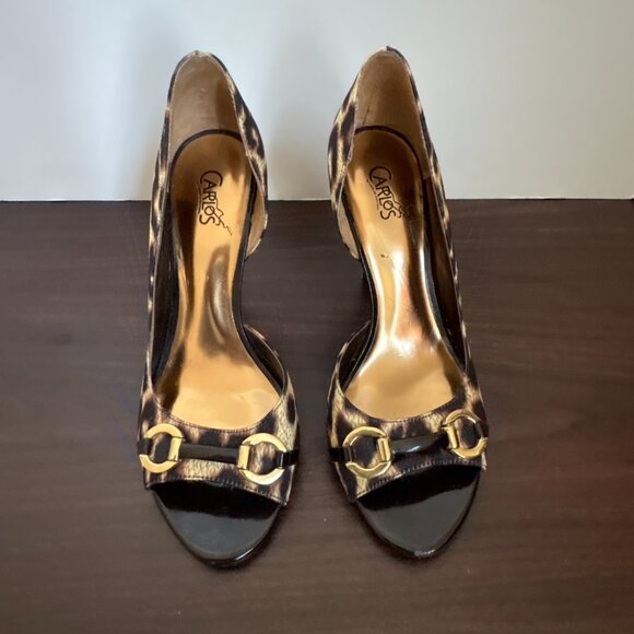 Carlos by Carlos Santana Women's Brown Black Cheetah Heels Roulette Pumps Size 8 - Picture 2 of 9